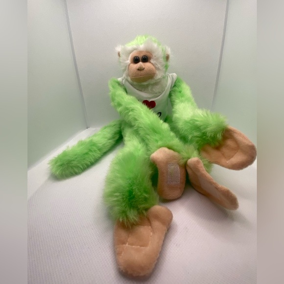 Vintage “I ❤️ Chicago” Plush Talking Hanging Green Monkey - Picture 1 of 4